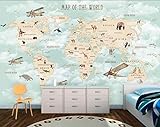 Fotomurales Papel Pintado 3D Fotográfico Mapa Del Mundo De Ensueño Simple Salón Dormitorio Despacho Pasillo Decoración Murales Decoración De Paredes