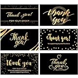 120 Mini Tarjetas de Thank You for Your Order Business Tarjetas de Felicitación de Gracias de Compras a Cliente Tarjetas de Agradecimiento para Empresas, 3,5 x 2 Pulgadas (Tema de Negro y Oro)