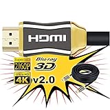 Cable HDMI 2.0 de 20 Metros 4K Ultra HD Marca Unicview | Alta Velocidad con Ethernet | Full HD 1080p/4K Ultra HD 2160p/3D/ARC y CEC | Triple blindaje Compatible con TV I Proyector I PS4 I Xbox