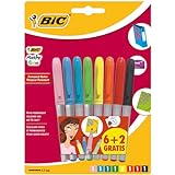BIC Marking Marcadores Permamentes colores Vivos y Pastel punta media (1,8 mm) - colores Surtidos, Blíster de 6+2