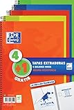 Oxford - Pack 4+1 Cuadernos Folio A4, Tapa Extradura Write&Erase, 80 Hojas Cuadrícula 4x4, colores Vivos Surtidos