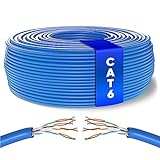 Mr. Tronic Granel Cable Ethernet Cat 6 De 100m, Bulk Cable de Red LAN para Internet Rápida & Fiable - AWG24 Cat6 Cable a Granel, 1 Gbps Internet Cable 250 MHz UTP CCA (100 Metros, Azul)