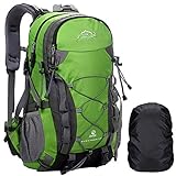 A AM SeaBlue Mochila de senderismo 40L Mochila de Viaje para hombres y mujeres mochila para deportes al aire libre camping Trekking con cubierta impermeable para lluvia,Verde