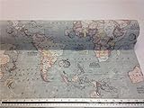 Mapa Del Mundo Gris Mezcla de Algodón Alta Calidad Fabric Material Vendido por la Medio Metro