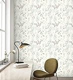 GAULAN 680952 - Papel pintado vinílico ecológico de ramas flores y pájaros para pared salón cocina baño dormitorio pasillo - Rollo de 10 m x 0,53 m