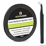 Eco-Fused Cinta Adhesiva para la reparación de teléfonos celulares - 2mm Cinta – Tambien Incluye 1 par de Pinzas Paño de Limpieza de Microfibra (Negro)