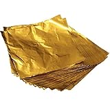 100 envoltorios cuadrados de papel de aluminio para caramelos, chocolate, color dorado