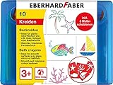 Eberhard Faber 524110 - Tiza de baño para niños para pintar y dibujar sobre azulejos y espejos, estuche con 10 colores de tiza y 5 plantillas de diseño