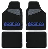 Sparco 4 Piezas alfombras Universal con Izquierda/Derecha del Logotipo de la Alfombra Negro Azul Desgaste