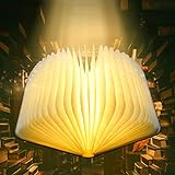 Libro Lámpara LED Luces Plegables de Madera, Luz de Libro USB Recargable con batería 1700mAh/600 Lúmenes/Grande, Luz de Magnética Noche, Lámpara de Mesa para Decoración, Dormitorio, Creative Regalo