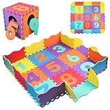 StillCool Alfombra Puzzle para Niños 25 Pcs Alfombrilla de Juguete de Espuma sólida para Rompecabezas de números, Grueso (0.47 Pulgadas) para Decoración de la habitación de los niños(Color Aleatorio)