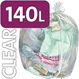 Alina 25 x 140 L Dyletswydd Trwm Polyethylen Clir gydag Olwynion, Bag Sbwriel Compactor ENSA / Bag Sbwriel Plastig Clir 140 litr (25 bag)