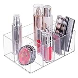 mDesign Organizador de maquillaje – Caja transparente con 5 compartimentos - Ideal para guardar maquillaje, cosméticos y productos de belleza – Plástico transparente