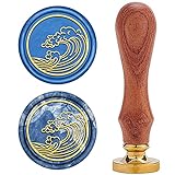 CRASPIRE Wax Seal Stamp, Sealing Wax Stamps Retro Spindrift Pattern Wooden Stamp Wax Seal 25mm Detachable Brass Brass Stamp Wooden Handle for Envelope Invitations Ornaments