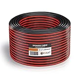 MANAX Cable para altavoz (2 x 1,5 mm², 20 m), color rojo y negro
