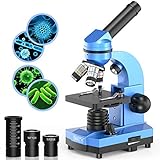 EMARTH Microscopio de ciencias para niños Principiantes Niños estudiantes, microscopios compuestos 40X- 1000X con 52 piezas de kits de ciencias educativas
