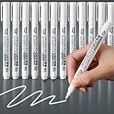 RiyaNed Acrylic Marker Pens, ປາກກາເຄື່ອງຫມາຍກັນນ້ໍາ, ເຫມາະສໍາລັບໄມ້, ໂລຫະ, ແກ້ວ, ຜ້າ, ຫີນ, ຢາງລົດ, ອາລະບໍາຮູບ (12 ຊອງ)