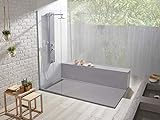 Plato de ducha 80 x 120 Duo Slate, color platino, efecto pizarra natural, 3 cm de altura, desagüe incluido Viega