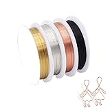 Beading Wire, Craft Wire, Copper Wire, Beading Wire, 4 Rolls 0.4mm Colored Copper Wire for DIY Art Crafts Earring Necklace Jewelry Making