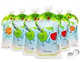 Bolsas de comida para bébés reutilizables (pack de 6), sin BPA | fácil de llenar y limpiar | ideal para batidos de fruta caseros, papi | adecuado para congelador y lavavajillas (175 ml)