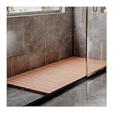 ZXCVBAS Bambus brusebad, træterrasse, træbadeværelsesmåtte med skridsikre gummipuder, lameldesign, miljøvenlig, indendørs og udendørs brug, 80x90cm/31x36in