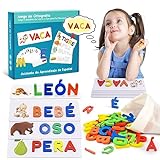 Gifitizi Toys for children 2 3 4 5 years, Montessori Toys Word Construction Game Wooden Alphabet Puzzle 3-6 Years Girl Gift 3-6 years Learn to Read Montesori Games Toys Smart Games