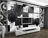 Lqwx Papel De Parede Empapelado Decorativo En La Pared Negra Y Blanca Flor En Relieve Estéreo 3D Tv 3D Fondo Wallpaper -350Cmx245Cm
