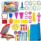 Εργαλεία πλαστελίνης Kilpkonn για παιδιά, καλούπια πλαστελίνης 41 τεμαχίων για τη δημιουργία πρωινού, μπιφτέκι και ζυμαρικά, αξεσουάρ από πηλό μοντελοποίησης, ρολά καλουπιών με τσάντα αποθήκευσης
