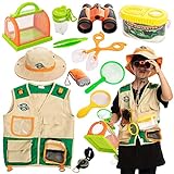 JOYIN Kit de Explorador al Aire Libre para Niños y Juguetes para Atrapar Insectos(Chaleco, Sombrero, binoculares, Linterna, Lupa y brújula)para Exploración en Interiores o Exteriores