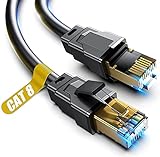 Akake Cable Ethernet Cat 8, 0.5 m, 1 m, 2 m, 3 m, 5 m, 6 m, 9 m, 12 m, 15 m, 18 m, 30 m, cable LAN profesional blindado en pared, interior y exterior (3M) negro, para Portátil