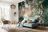 Komar manoa LJX7-052 - Papel pintado fotográfico (fieltro, 350 x 250 cm, ancho x alto), diseño de palmeras, selva tropical, para salón, decoración de pared, dormitorio, flores, flores