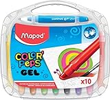 Maped - Ceras de Colores para Niños - Gel - 10 Pinturas de Colores - Gel Acuarelable - Deslizamiento Completo - Sistema Twist para Manos Limpias - Gran Poder Cubriente