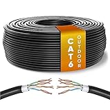 Mr. Tronic Impermeables Exteriores Cable Ethernet Cat 6 De 100m, Bulk Cable de Red LAN Para Internet Rápida & Fiable - AWG24 Cat6 Cable a Granel, 1 Gbps Internet Cable UTP CCA (100 Metros, Negro)