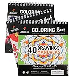 Lote de 3 Libros para Colorear Adultos con Espirales: Animales, Mandalas, Flores - Mandalas Colorear Adultos - Cuaderno de Mandalas Antiestrés - 120 Dibujos para Colorear