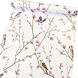 Papel pintado de papel de vinilo autoadhesivo de pájaros florales Vintage para armario cajón muebles pegatina de pared 45CMX3M