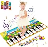RenFox Alfombra Musical, Alfombra Piano Alfombrilla de Baile Suelo con 10 Teclas, 8 Sonidos Animales y 3 Instrumentos Musicales, Juguetes Educativos Regalos para Niños Niñas 1 2 3 Años