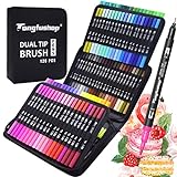 Tongfushop Professional Lettering Pens, 120 Colors Dual Tip Marker Pens, Watercolorable Brush Markers for Kids ແລະຜູ້ໃຫຍ່ແຕ້ມ, Calligraphy, Lettering, Bullet Journal