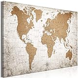 murant Quadre en Llenç Mapa del món 120x80 cm Impressió de 1 Peça Teixit no Teixit Artística Imatge Gràfica Decoració de Paret Abstracte World Map Vintage Continents kC-10001-ba