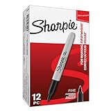 Sharpie S0810930 - Rotuladores permanentes, punta fina, caja de 12, color negro