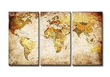Visario 120 x 80 cm lærredsbillede verdenskort 4401-SCT – billede/print/maleri klar til at hænge