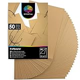 OfficeTree 50 hojas de papel marrón sin recubrir A4-100g/m² niños cartulina para para hacer manualidades, diseñar