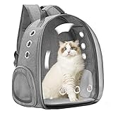 Vailge Mochila de viaje para mascotas, perros, gatos, cápsula espacial, portátil, bolsa de transporte para mascotas, transpirable, para gatos, perros pequeños (gris)