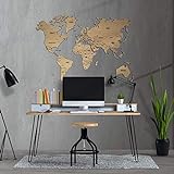 MapaMundi decorativo de madera, personalizable para pared con nombres de países grabados Mapa del mundo para pared • 100x60cm | 160x100cm | 200x120 cm Envío Peninsular Gratis
