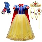 Lito Angels Disfraz Vestido de Princesa Blancanieves con Capa y Accesorios para Niñas Talla 5-6 años, Estilo C