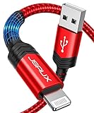 JSAUX Cable iPhone [Certificado MFi C89] 1.8M Duradero Cable de Carga iPhone Lightning USB Nylon Trenzado Compatible con iPhone 11, XS MAX XS XR,X 8/8 Plus,7/7plus,6s/6sPlus, 5s/5, iPad-Rojo