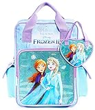 Disney Mochila Escolar Frozen 2 con Elsa y Ana + Bolso Niña, Mochilas Escolares Juveniles con Princesas, Bolsa Infantil Guardería, Regalos Niñas
