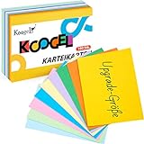 Koogel 180 hojas en blanco, tarjetas de aprendizaje, tarjetas de presentación, 9 colores, rectangulares, 150 mm x 100 mm, para vocabulario, aprendizaje, oficina, escuela, presentación, moderación
