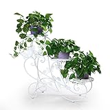 hlc Bastidor para macetas - Soporte metálico para bonsais, Decoraciones caseras de 73 cm con 3 cestas,Color Blanco