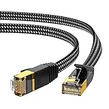 KINBETA Cable Ethernet Cat 7 1m, Cable Ethernet de Red de Internet Cat7 de Alta Velocidad Gigabit Lan Rj45 Trenzado Plano Patch Cord Blindado para Xbox PS3 PS4 PC Ordenador Portátil Enrutador TV