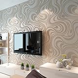 HANMERO dekoratif miray Peintures Wallpaper Stripes ki pa tise papye miray chanm/Salon/Otèl/TV background/Ajan koulè blan, 0.7M * 8.4M